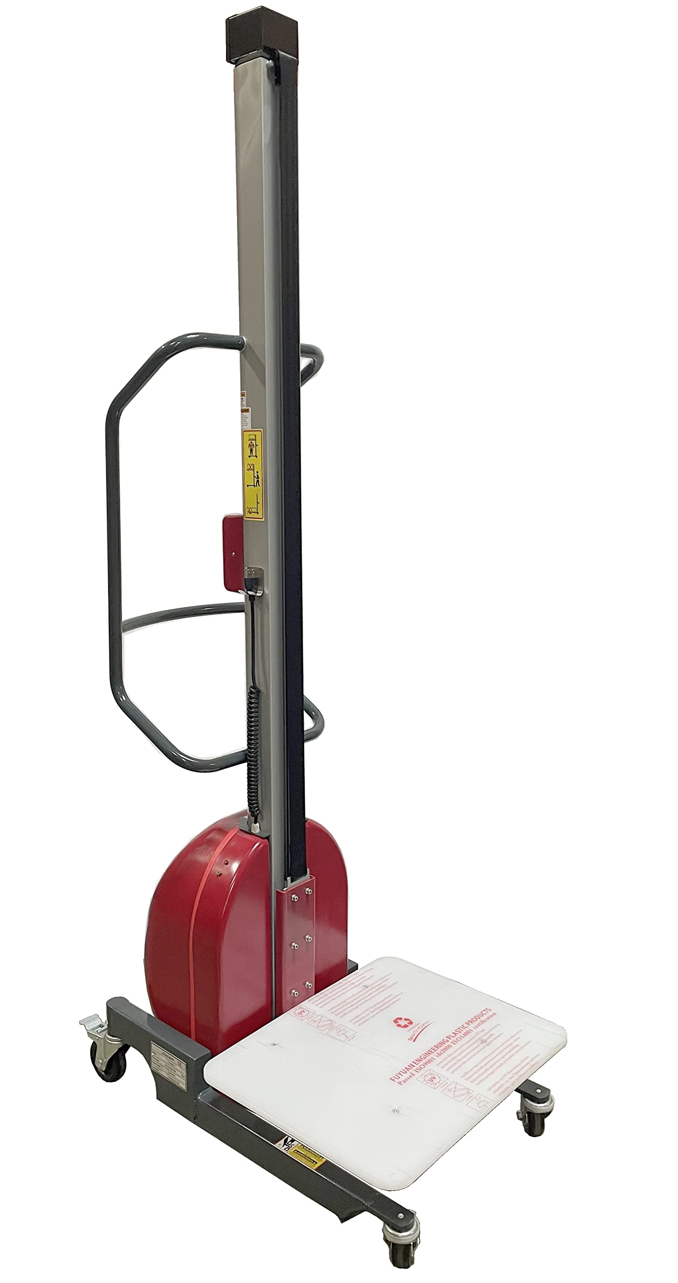 Electric Lift Work Positioner Truck, 330 lbs Capacity, 59" or 67" Lift Height, Belt Pulling System, Steel, Lightweight, Quiet and Easily Maneuverable (330lb 67" Raised Platform Height)