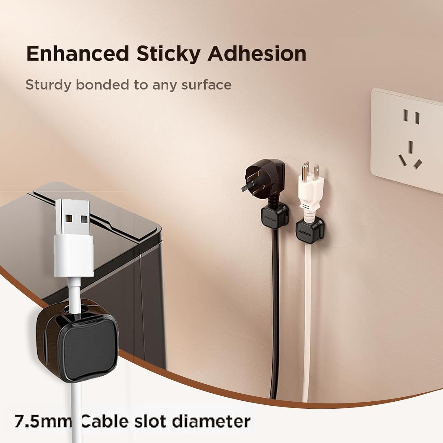 TAIKULE 6 Pack Magnetic Cable Clips White Cable Management USB Cable Power Wire Cord Clips for Home Office Desk Phone