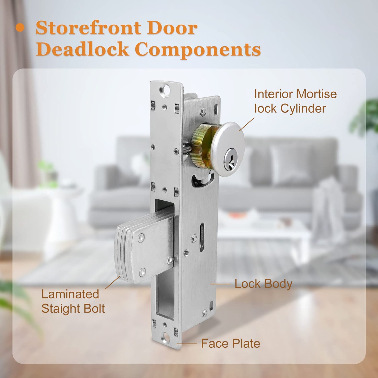 Storefront Door Mortise Lock Deadbolt Aluminum storefront Mortise Door Lock Hook Deadbolt Double Cylinder - Storefront Entry Door Lock Set (1-1/8" Backset)