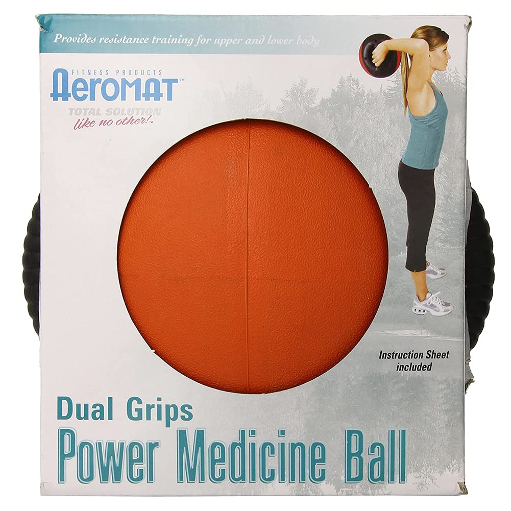 Aeromat Dual Grip Power Medicine Ball, 9cm/8-Pound,Black/Orange