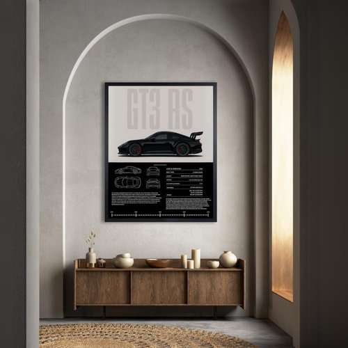 InkFlow Vintage Racing Car Poster - Classic Supercar Wall Art for Boys' Bedroom | 8x10 Unframed Canvas Print