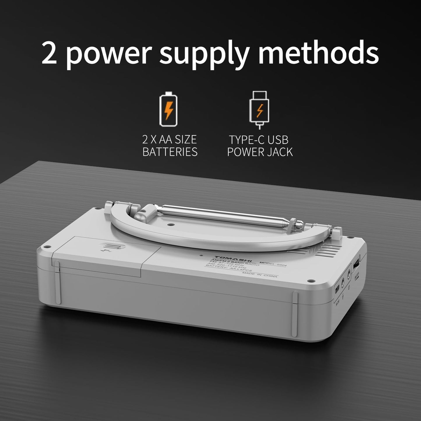 TOMASHI Cassette 3.5mm Portable Player with AM/FM Radio, Headphone Jack, Built-in Microphone