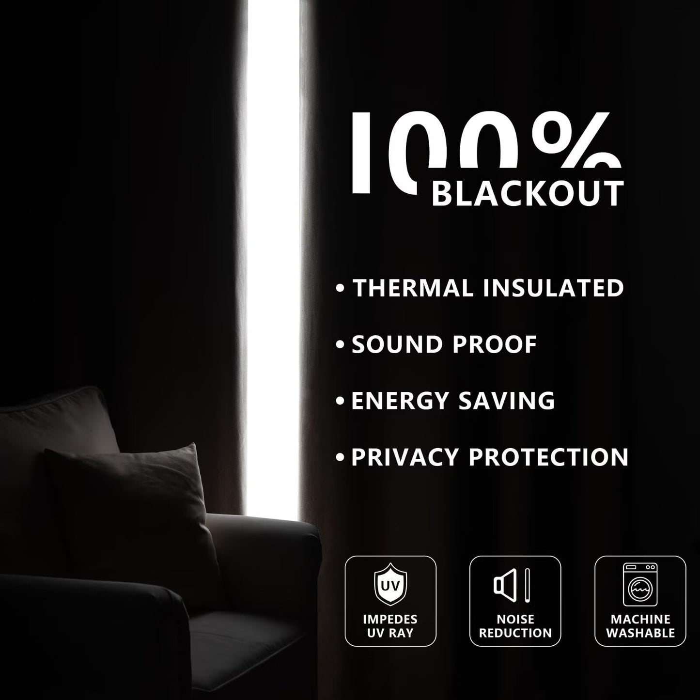 Zyvola 100% Blackout Curtains 96 inch Length 2 Panels Faux Linen Long Drapes for Bedroom Living Room Black Out Room Darkening Curtain Thermal Insulated Back Tab Rod Pocket(W52 x L96, Beige)