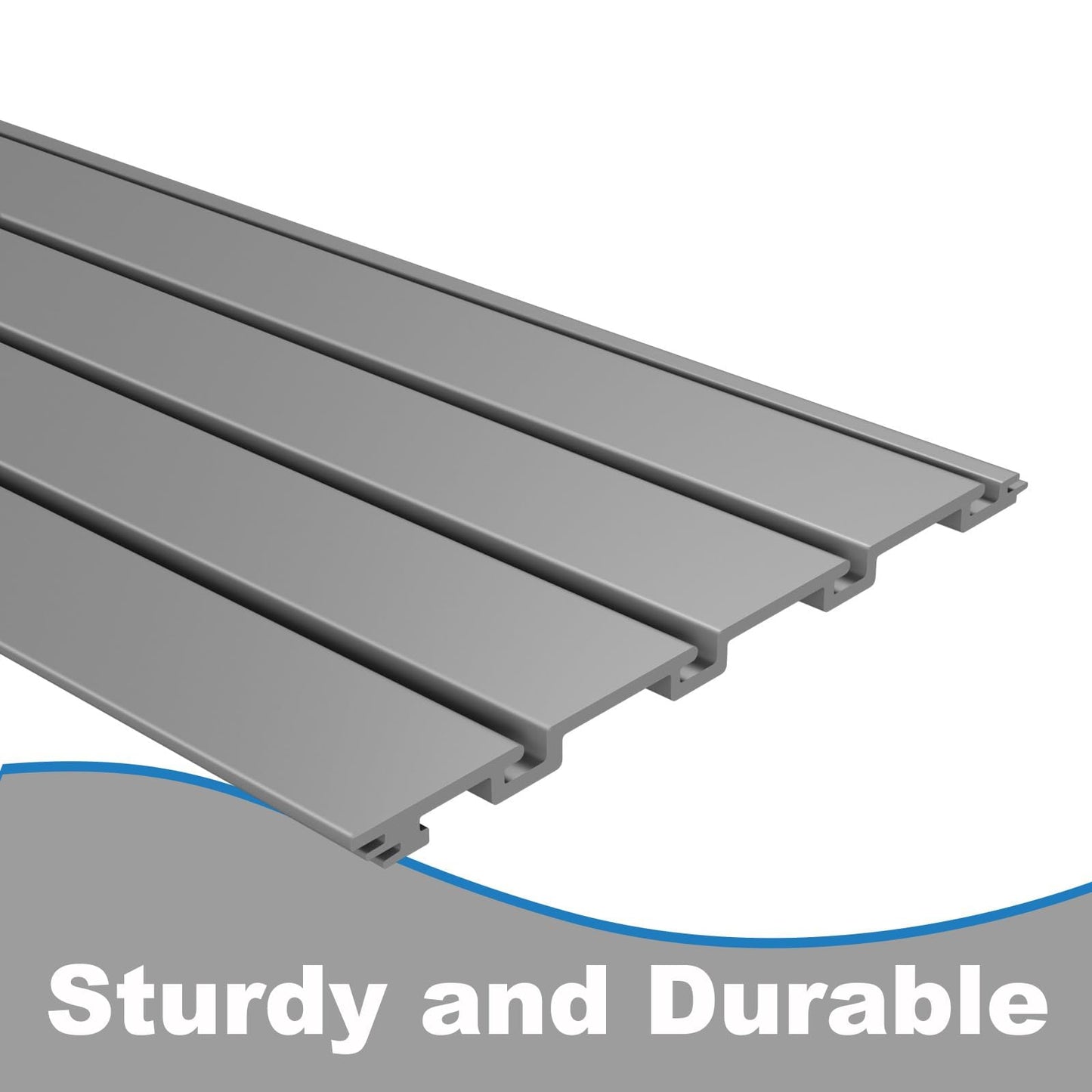 Duzzy Slatwall Panel, 4' H x 8' W PVC Slat Wall Paneling for Garage Wall Storage Organizer (Grey)