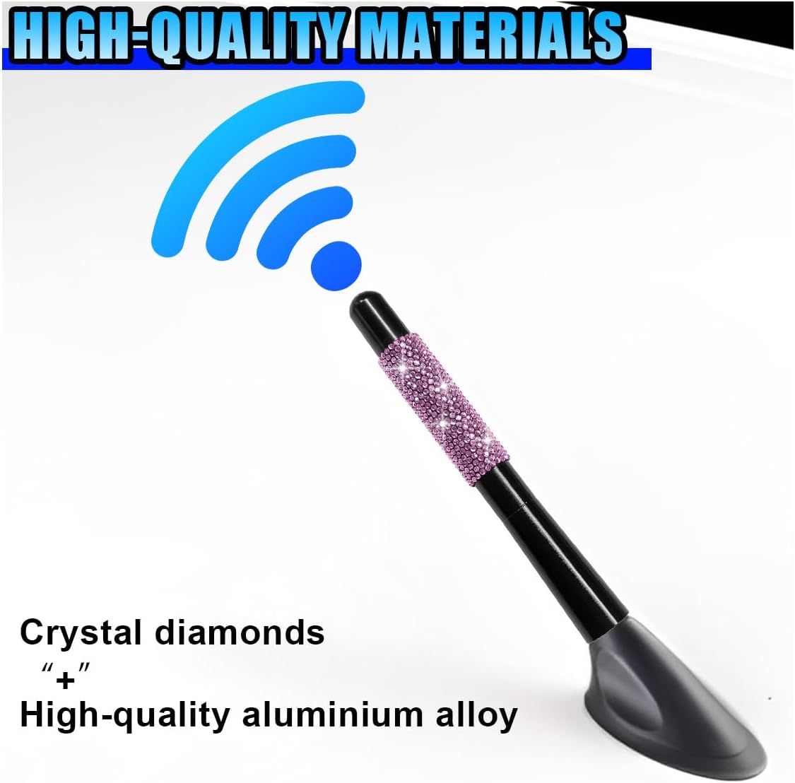 YoRise 4.72" 4 2 Bling Rhinestone Short Car Antenna, Aluminum Alloy Roof Signal Antennas with Screws & Gaskets, Car