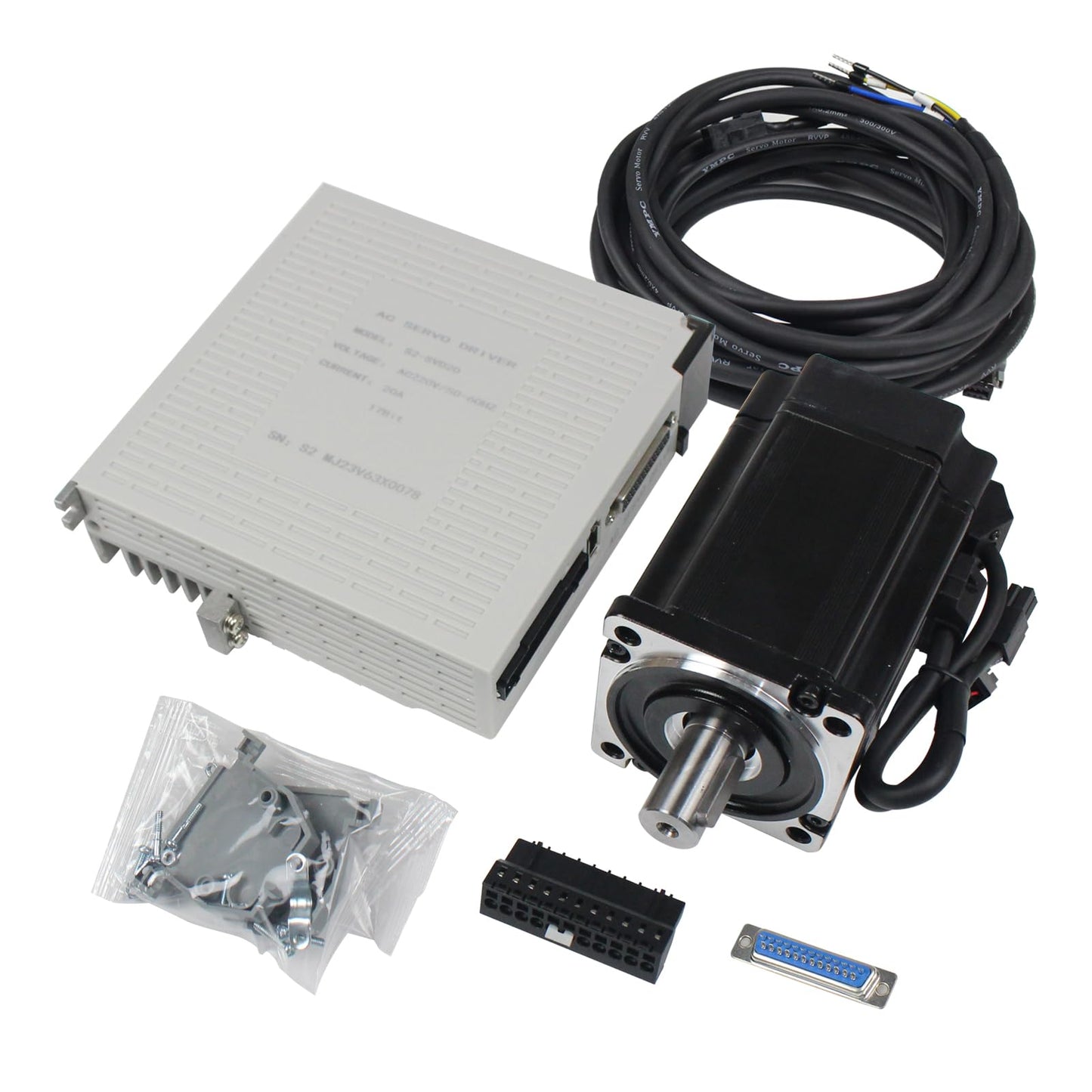 RATTMMOTOR YPMC-1000W 110V Servo Motor Kit, Servo Motor with Servo Motor Driver CNC Controller Kit for CNC Engraver Milling Machine/Robot (Without Brake)
