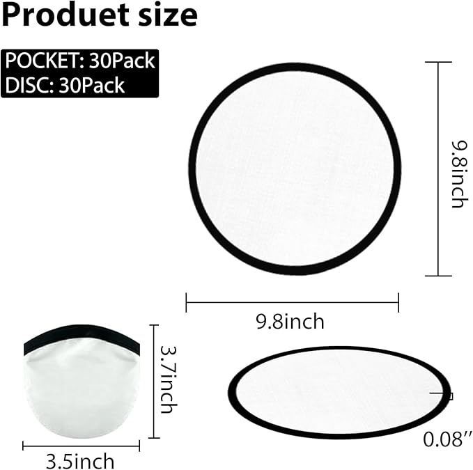 Foldable Flying Disc Fans Set with Bags, 9.8 Inch Black Egde Fabric Beach Flying Disc for Wedding Gift Party Favors Outdoor Activity