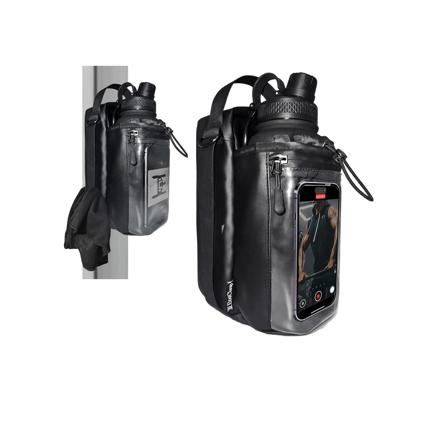 EC Ecoclasp Magnetic Gym Bag Water Bottle Holder Small Bag for Men, Gym Gifts, 11LB Strong Grip Waterproof 900D with Towel Accessories