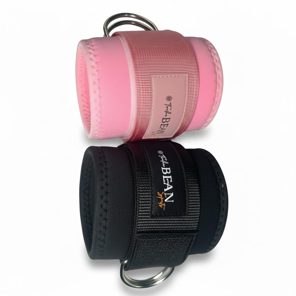 TONKA BEAN Ankle Straps For Exercise Cable Machine, Workout Cuff Attachment for Gym & Home, Kickbacks, Glute Workouts, Lower Body Exercises, Leg Extensions, Hip Abductors - Adjustable Neoprene Fitness Padded Ankle Strap (Pink, Pair)