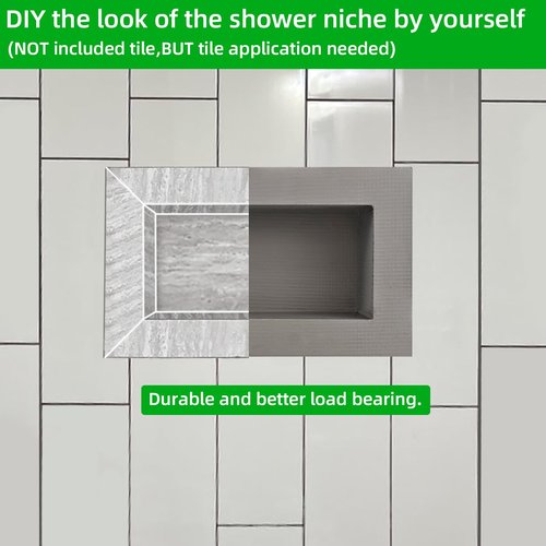 JIANBENKJ Shower Niche Insert Tile Ready 12"x6",Niche for Shower Wall,Waterproof Ready-to-Tile Niches Recessed Box Shelf for Showers Wall Bathroom Renovation/Soap Storage,Outer Size 16"x10",Depth 4”