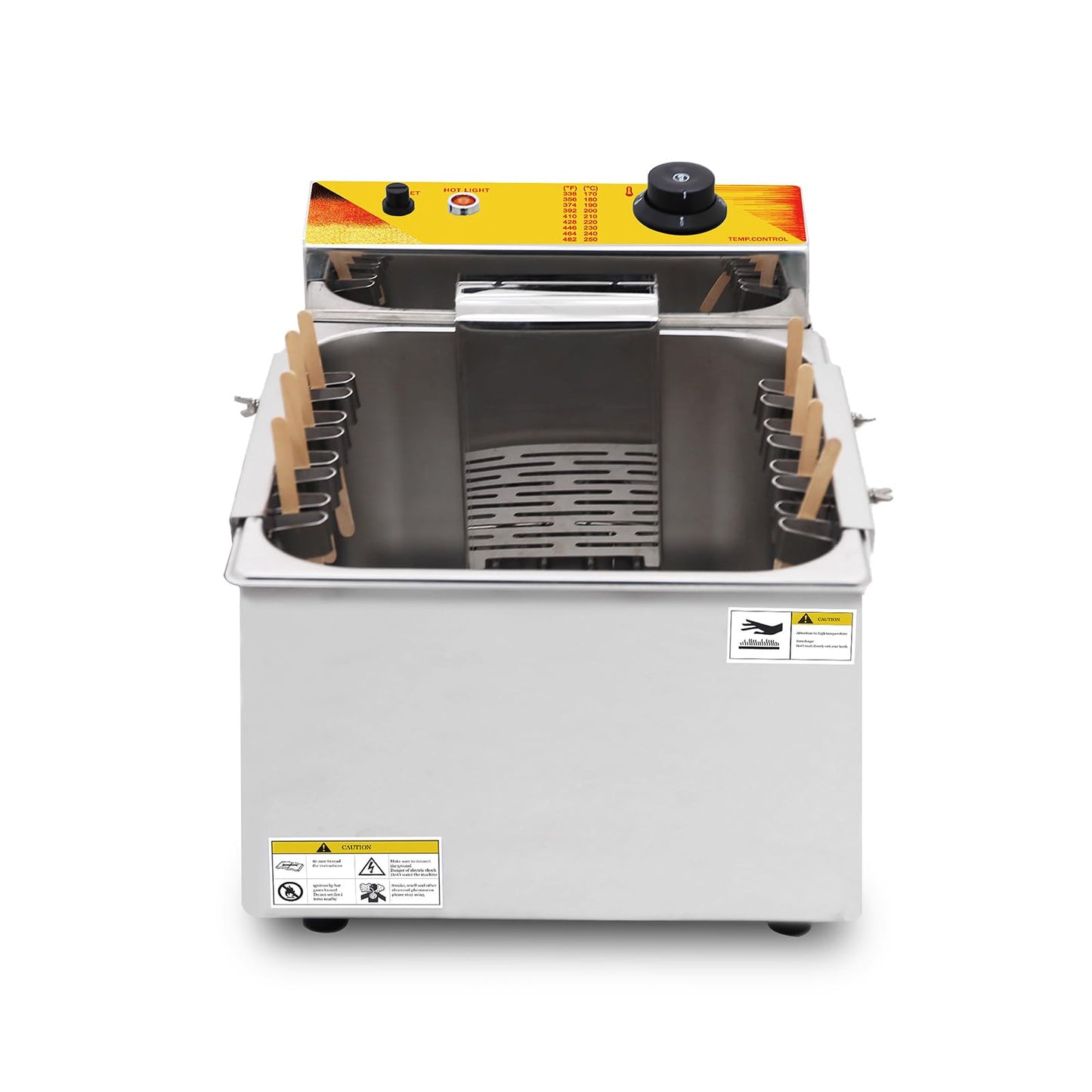 Kolice Commercial 12L Hot Dog Fryer 2500W - Cheese Corn Dog Stick Deep Fryer 8 Hooks Stainless Steel Restaurant Equipment