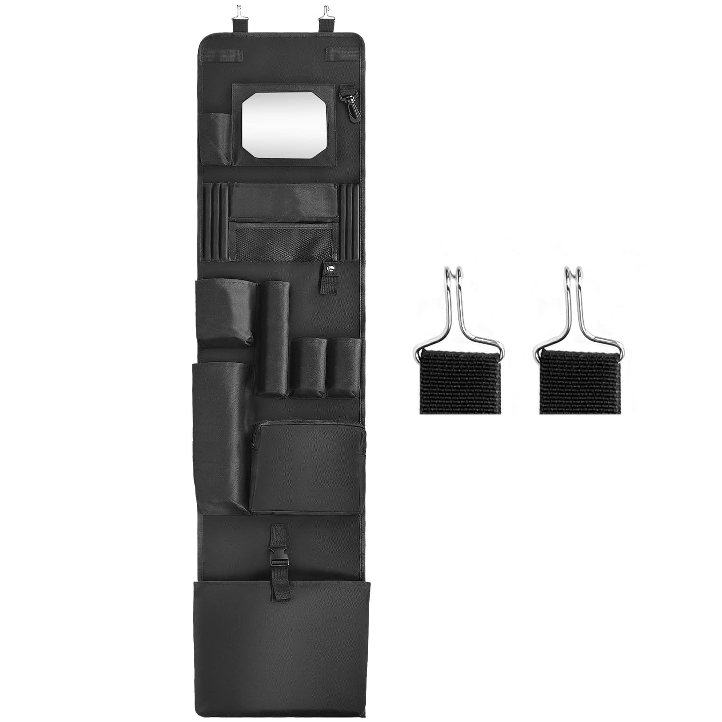BOHEMIABY Police Locker Organizer, 51 X 11 in Hanging Locker Organizer, Locker Organizer Door Hanging for School Gym Police Security Law Enforcement Personnel, 600D Durable Material with Mirror