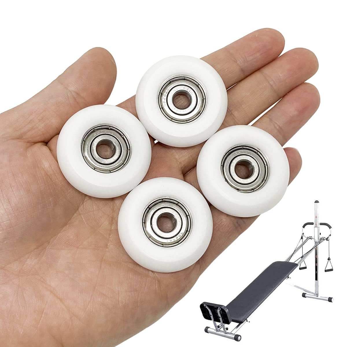 4pcs Roller Wheel Parts Replacement for Total Gym Wheels/Rollers, Fit for Gym Models 2000, 3000, Some 3000 XL and a Few Very Early XL, Upgraded Rollers Kit Set