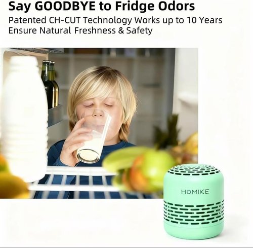 HOMIKE Refrigerator Deodorizer - Long-Lasting Odor Eliminator for Fridge, Car, Closet & More | Green