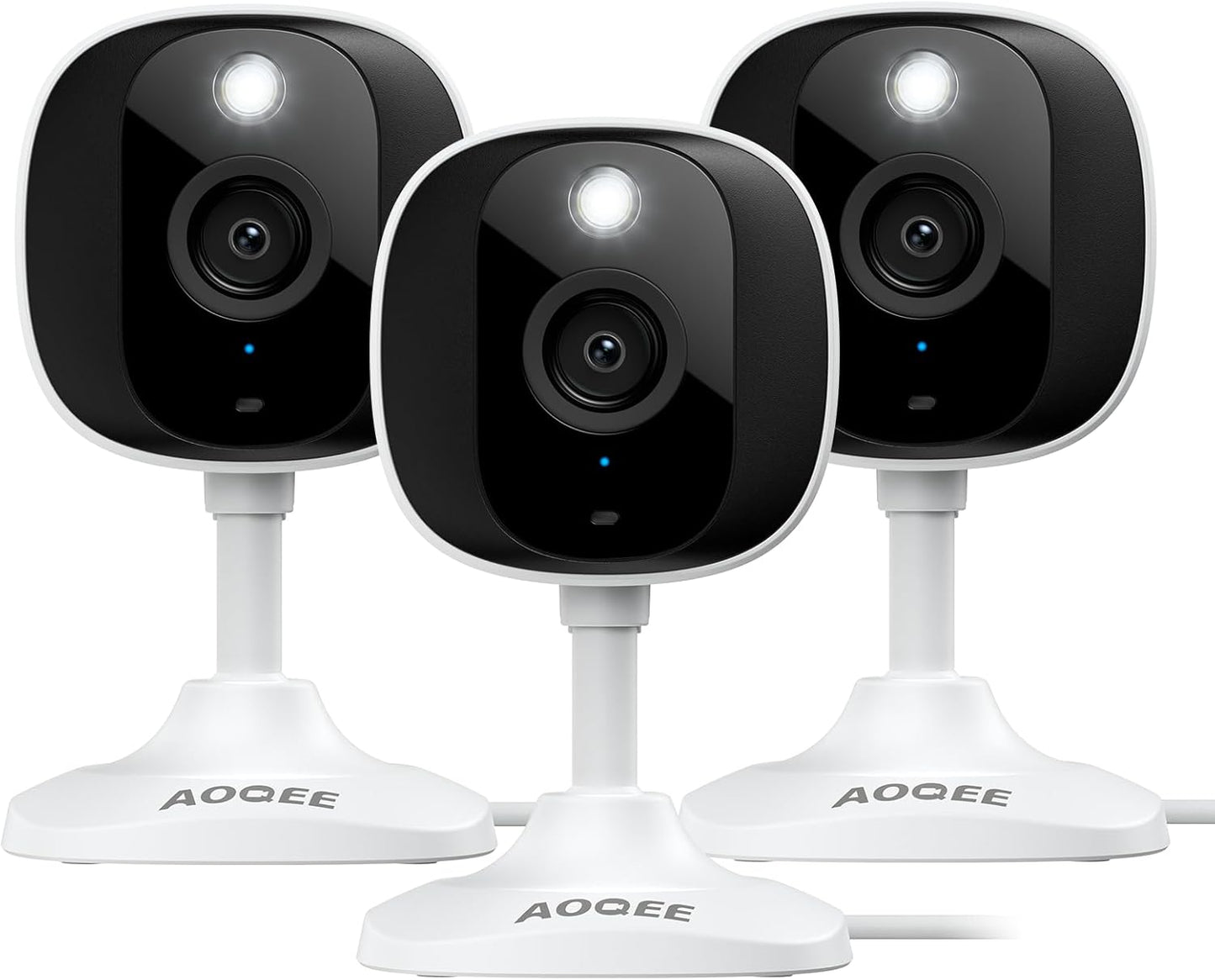 AOQEE 2K 24/7 (C1-White-3pack-2.4G) Cameras for Home Security-Outdoor/Indoor Camera for Dog/Cat/Pet/Nanny/Baby/Elderly