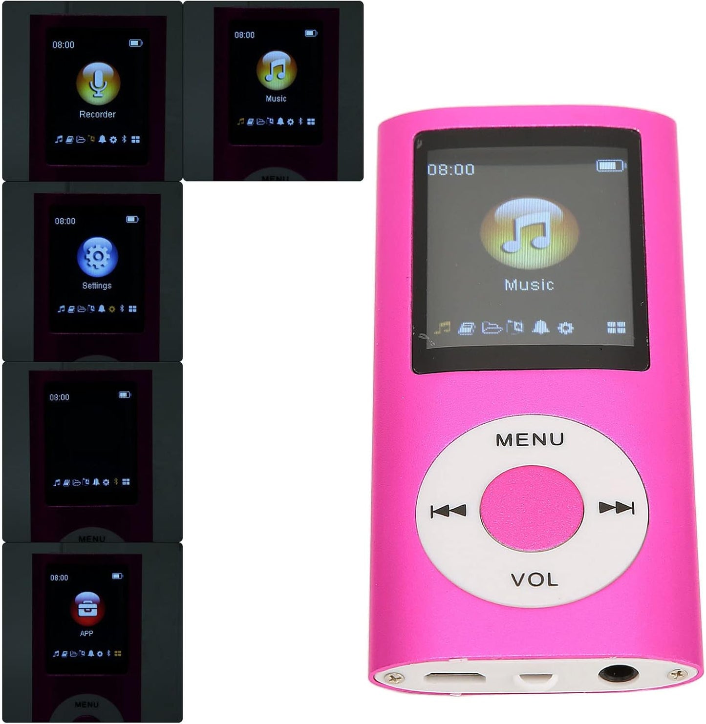 Zunate MP4 MP3 1.8 Inch MP3 MP4 Player, Player with LCD Screen, Portable Digital Lossless Player, Kids Students