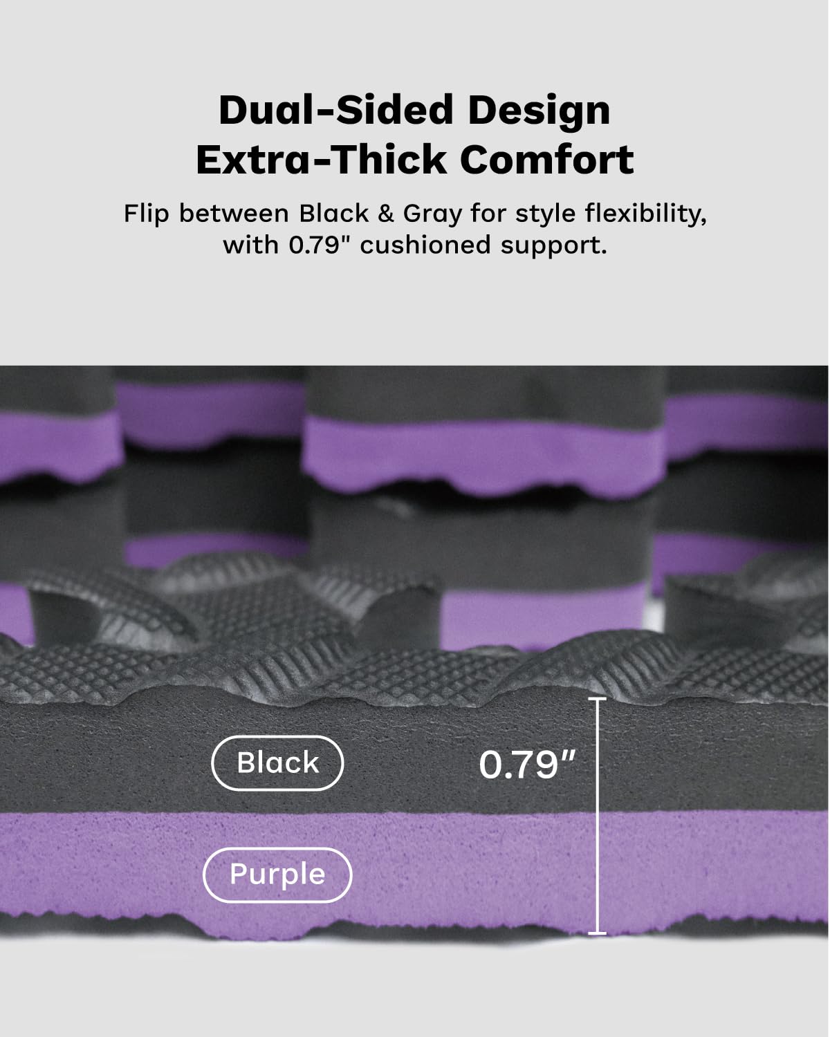 AIRHOP Upgraded 0.79" Extra Thick 48 Sq Ft High-Density Eva Foam Exercise Gym Mats, 12 Pcs Large Interlocking Puzzle Floor Tiles (24"x24") for Home Gym, Black&Purple