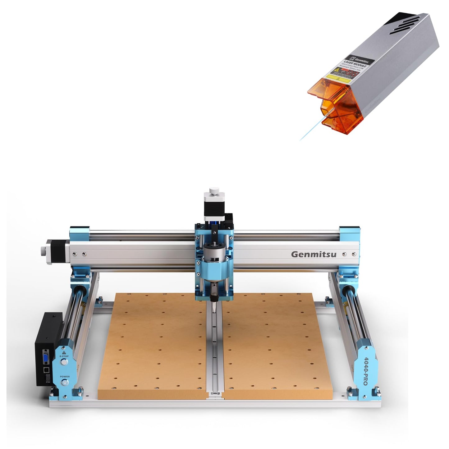 Genmitsu CNC Router Machine 4040-PRO + CFL55-33 5000mW Optical Power Laser Module, for Metal Acrylic Cutting Milling, GRBL Control, Lead Screw Driven, 3 Axis Engraving