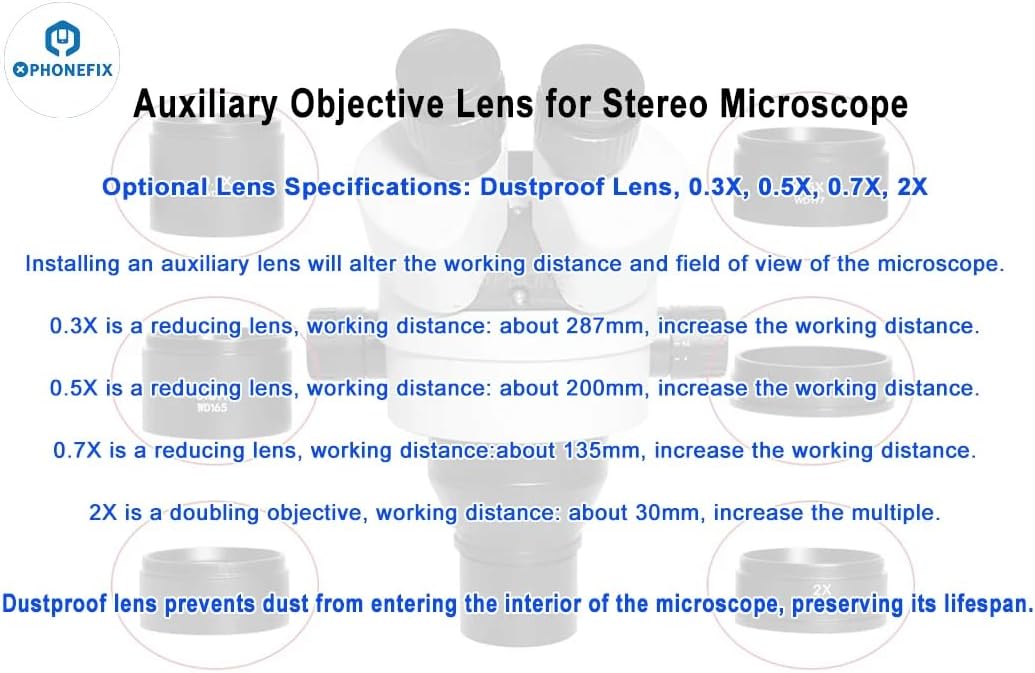 DIYPHONE SM05 0.5X Microscope(48mm) Barlow Lens Super Widefield Assisted Auxiliary Len for SM Series Stereo Zoom