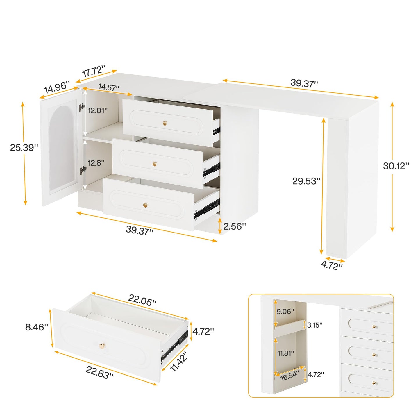 Tribesigns 78" L Shaped Desk with Storage, Modern Corner Desk with 3 Drawers for Small Space, Reversible L Shape Desk with Cabinet & Adjustable Shelves for Home Office Bedroom (White)