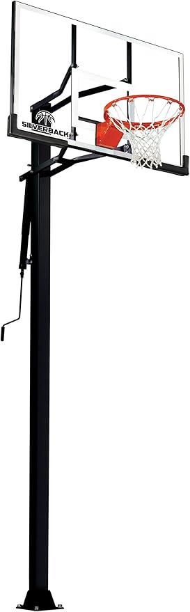 Silverback In-Ground Basketball Hoops, Adjustable Height Tempered Glass Backboard and Pro-Style Flex Rim. - Multiple Styles Available