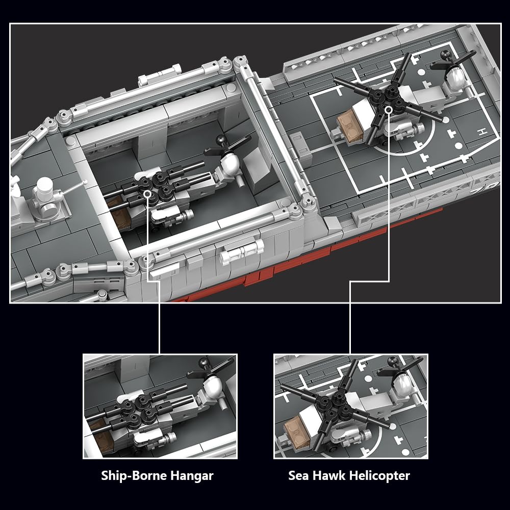 MISINI M7021 Arleigh Burke-Class Destroyer 1:200 Building Blocks Set, 3601 Pieces MOC USN Warship Model, Excellent Battleship Building Toy Gift and Collection for Military Enthusiast and Adult