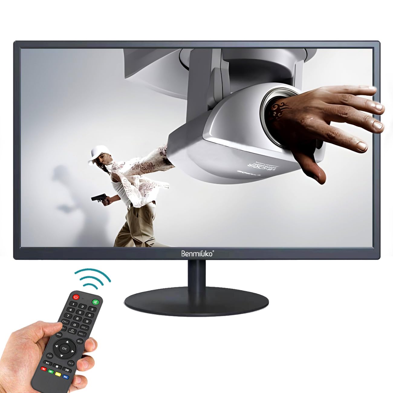 Benmiuko 22 inch Monitoring Display Screen Security Camera Monitor LCD Multi Functional Interface HDMI, BNC, VGA, AV, USB Input CCTV Computer Monitors Built in Speaker 1920x1080 Full HD