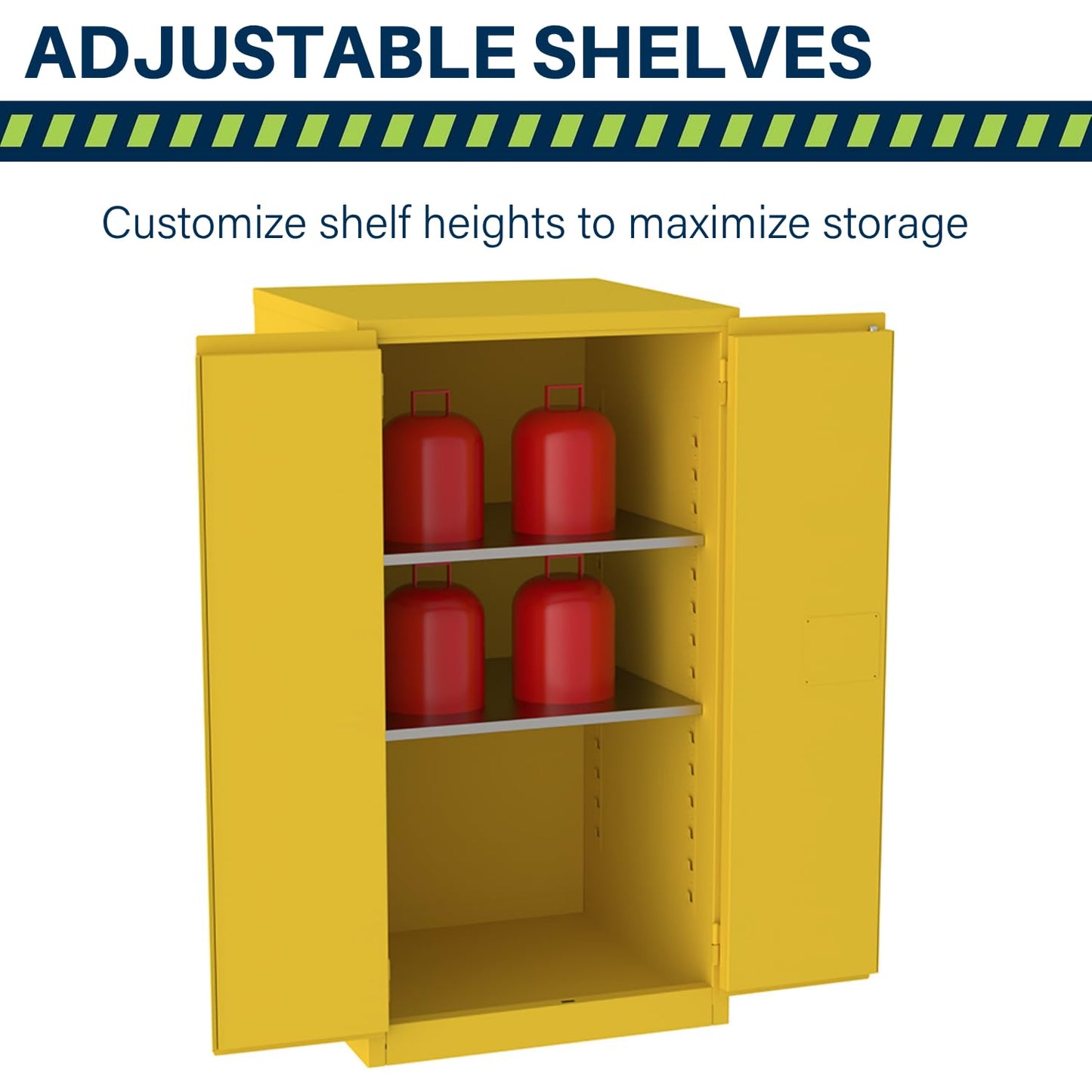 Jamco 60 Gallon Flammable Safety Cabinet, Steel Flammable Storage Cabinet with Lockable Manual Closing Doors, Non Forkliftable, 34" x 34" x 65", Yellow