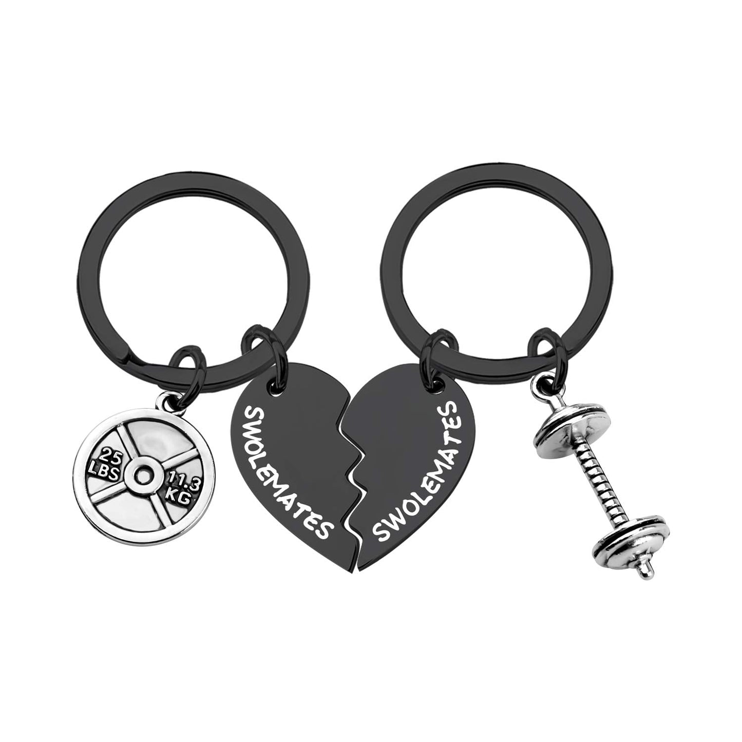 SEIRAA Keychains Workout Jewelry Fitness Gift Weightlifting Jewelry Fitness Couples Gift Friendship Keychain (keychain black)