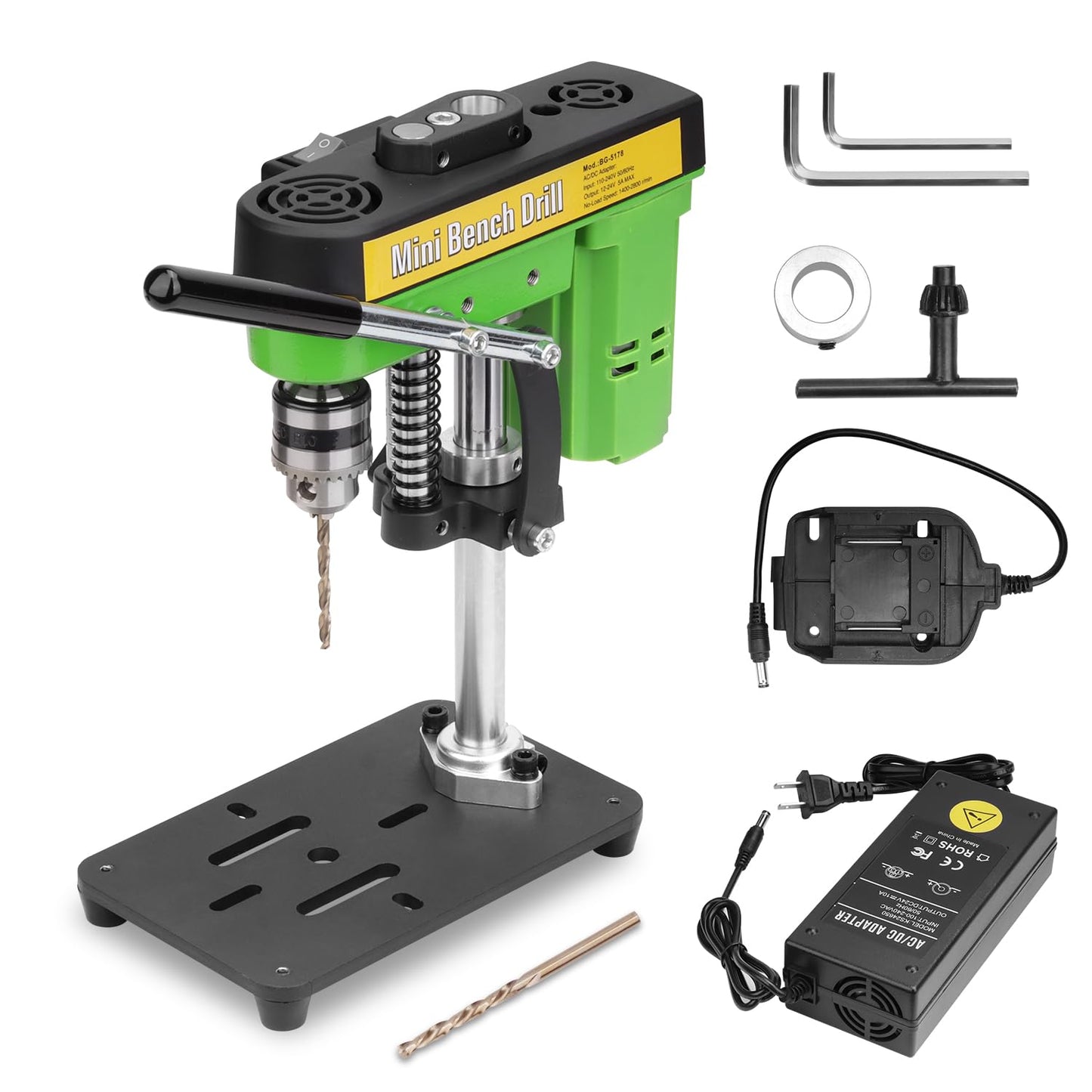 Mini Bench Drill Press,Small Benchtop Drill Press,Two Power Supply Modes,High Precison Low Noise,Compact Benchtop Drilling Machine, DIY Jewelry Making, Metal Wood Working