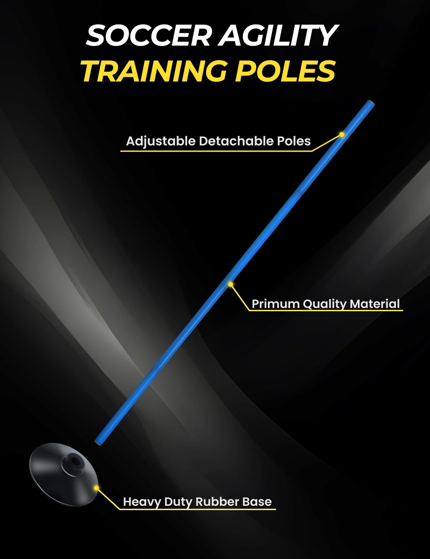 SEAOTTER Soccer Agility Poles Set, 10Pcs 6FT Adjustable Sports Trainning Speed Poles Slalom Poles with Rubber Base, Agility Training Equipment for Football, Rugby, Basketball, Indoor & Outdoor
