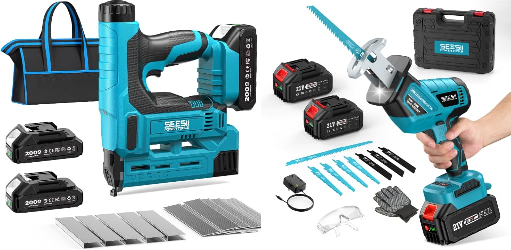 SEESII Bundle Deal - Cordless Brad Nailer and Reciprocating Saw Cordless for Wood Cutting