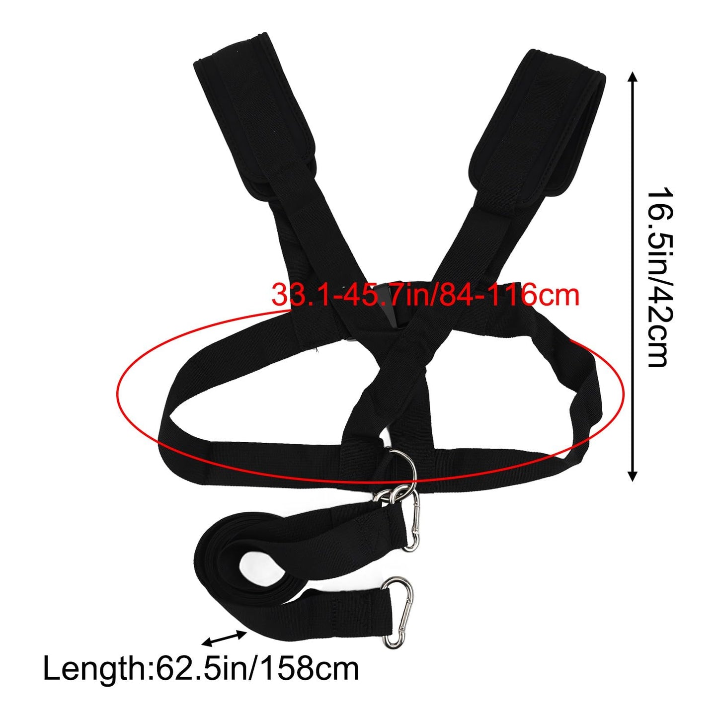 Jurtmy Sled Harness for Exercise, Adjustable Nylon Running Resistance Training Vest with Shoulder Pads for Football Basketball Strength Building, Black