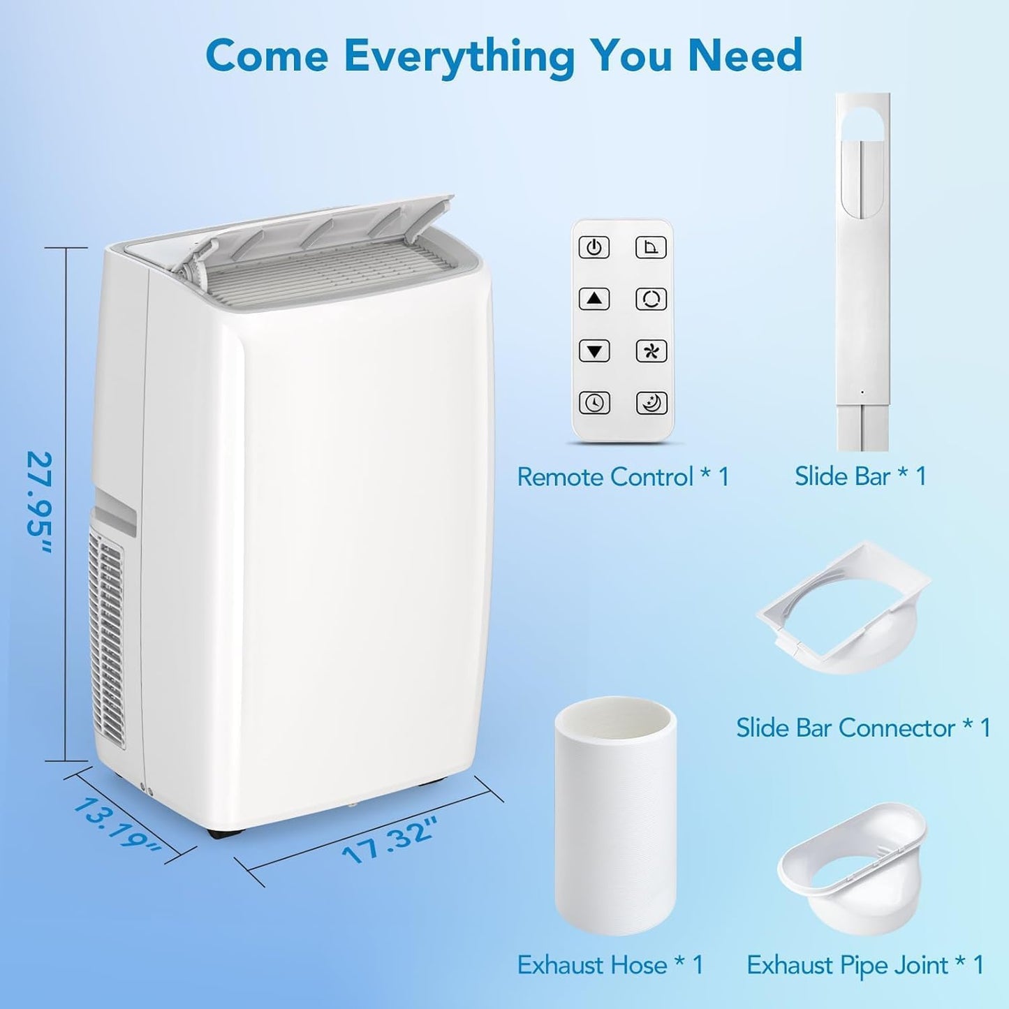 Portable Air Conditioners, 14000 BTU Energy Efficient AC Unit with Remote, 4-In-1 Cooling/Dehumidifier/Fan/Sleep Mode, Rapid Cooling for Spaces Up to 750 Sq.Ft for Bedroom and Office, Grey