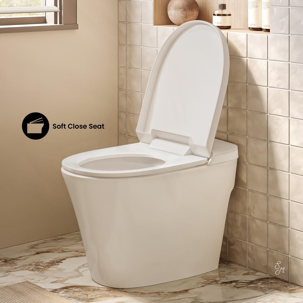 Swiss Madison Hugo H Power Flush Tankless Toilet 10" Rough-in 1 GPF Non-Electric ADA Toilet with Integrated Tank in Glossy White