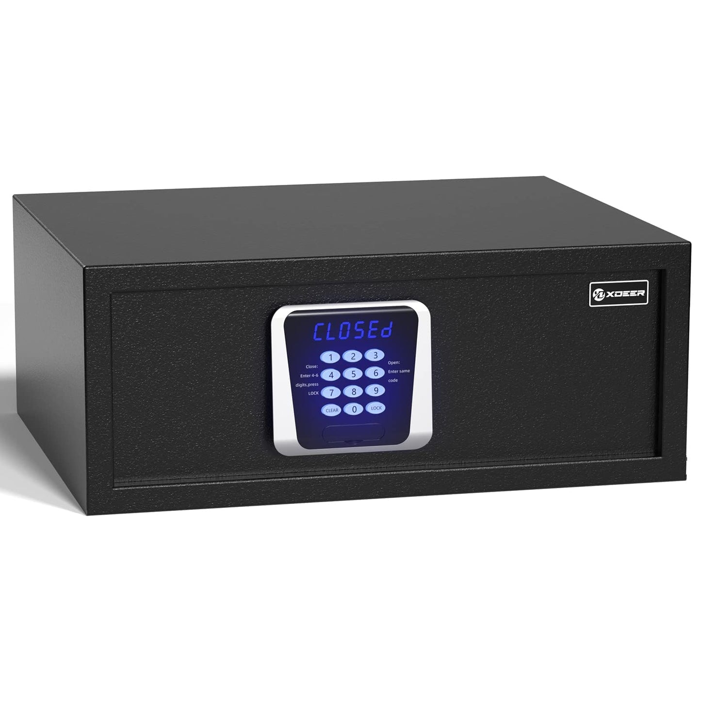 XDeer 𝟑𝟑 𝐋𝐁 Hotel Safe 1.39 Cubic Feet Home Safe Personal Document Steel Security Safe Box With Hotel-Style Digital Electronic Lock/Sensor Light/Silent Mode - Black 1PCS