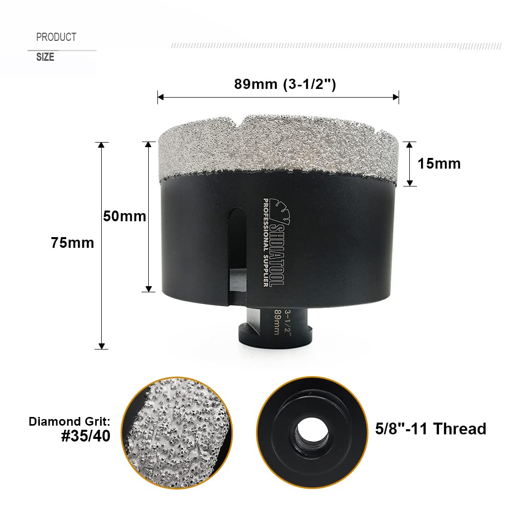 Diamond Core Drill Bits Set 12PCS - DARTOTEK Tile Hole Saw Kit (6/6/8/20/35/50/65/100/20mm/2/SDS/HEX for Porcelain, Ceramic Tile, Granite, Marble, Masonry