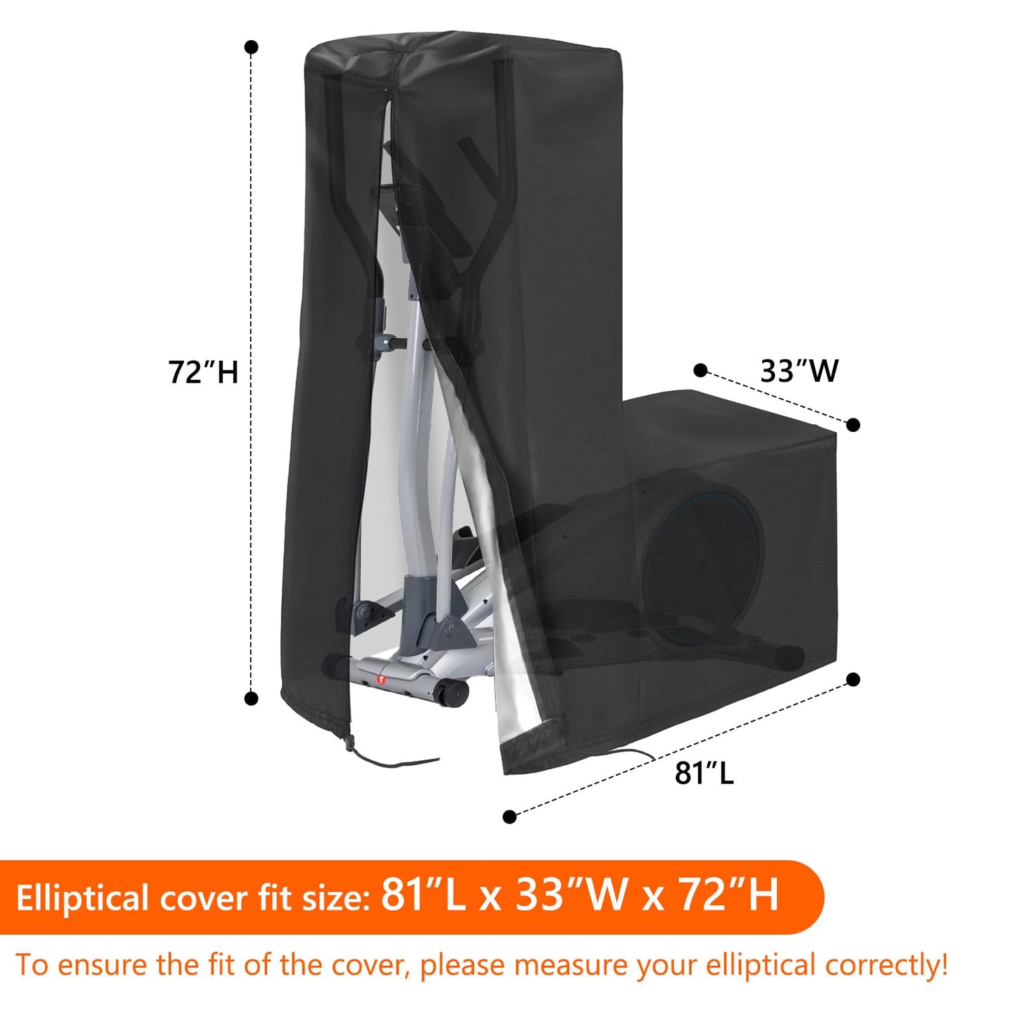 COSHNIBI Elliptical Cover, Waterproof & Dustproof Elliptical Exercise Machine Cover for Indoor and Outdoor,81''L x 33''W x 72''H-Black