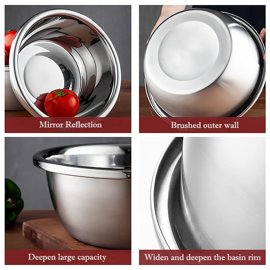 meleg otthon Stainless Steel Mixing Bowl, 11QT Salad Bowl, Metal Bowls, Stainless Steel Basin, Heavy Duty Deeper Edge Mirror Finish Dishwasher Safe Bowl (3XL)…