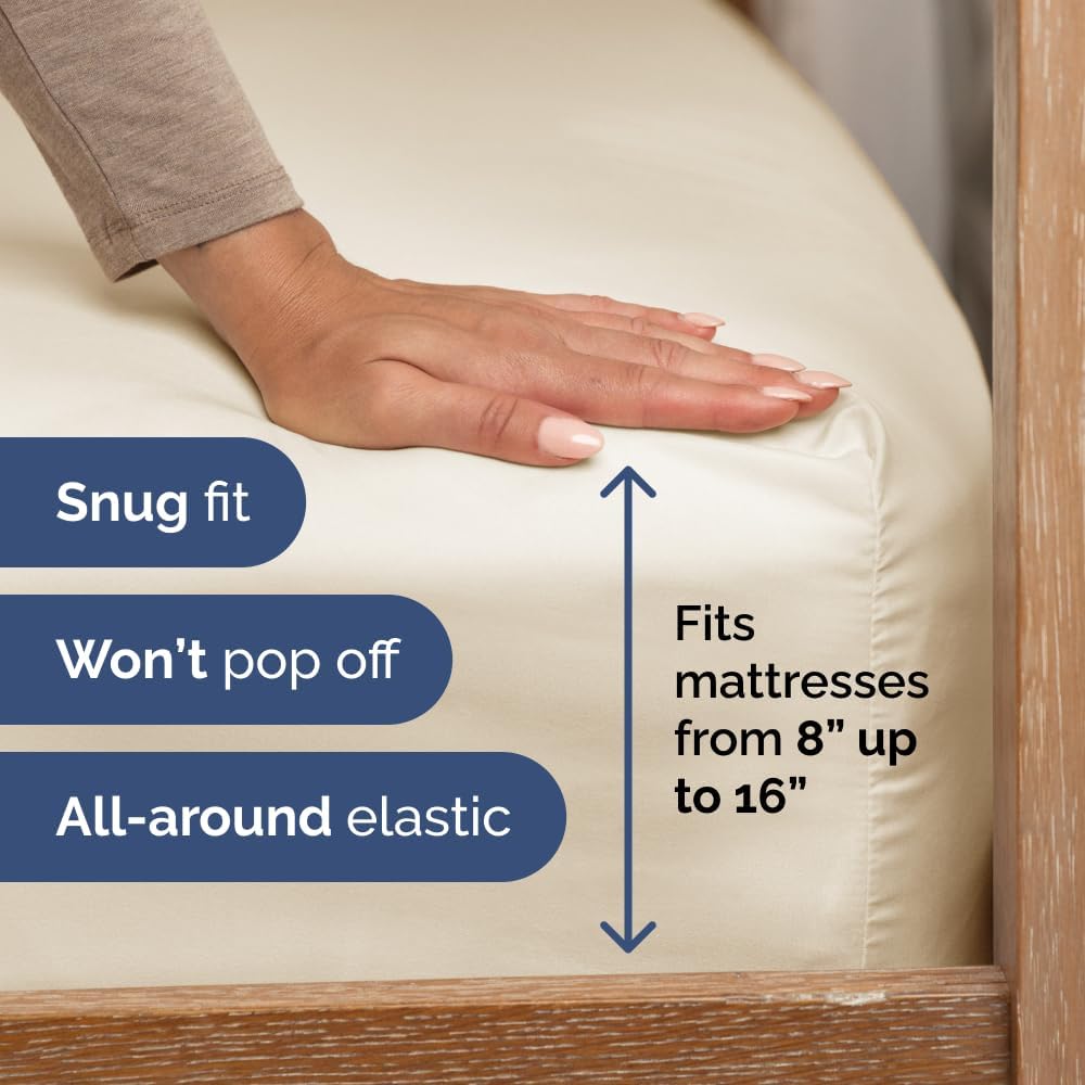 Skiennix Full XL Bed Sheet Set - Soft, Breathable & Cooling 4-Piece Luxury Bedding - Deep Pockets, Off White