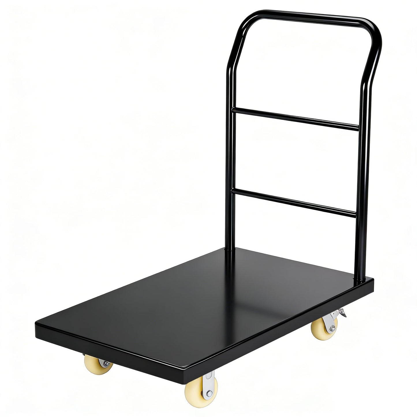 Heavy Duty Platform Truck Moving Flatbed Cart 36” x 24”Push Dolly, 2200 lbs Capacity Steel Flatbed Cart, Flat cart with Wheels and Handle, for Luggage Moving, Shopping Groceries, Garage, Warehouse
