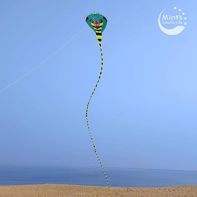 Large Cobra Kite for Adults Kids Boys with Super Long Tail, Extra Easy to Fly, Best Huge Kites for The Beach/Party/Field/Park, It Will Dominate The Sky!