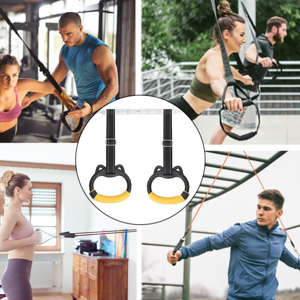 JIANWEI Gymnastics Rings Set for Kids, Professional Children Trapeze Bar Pull Up Rings with Straps Kids Playground Home Exercise Gym Rings with Drawstring Bag for Children Exercise