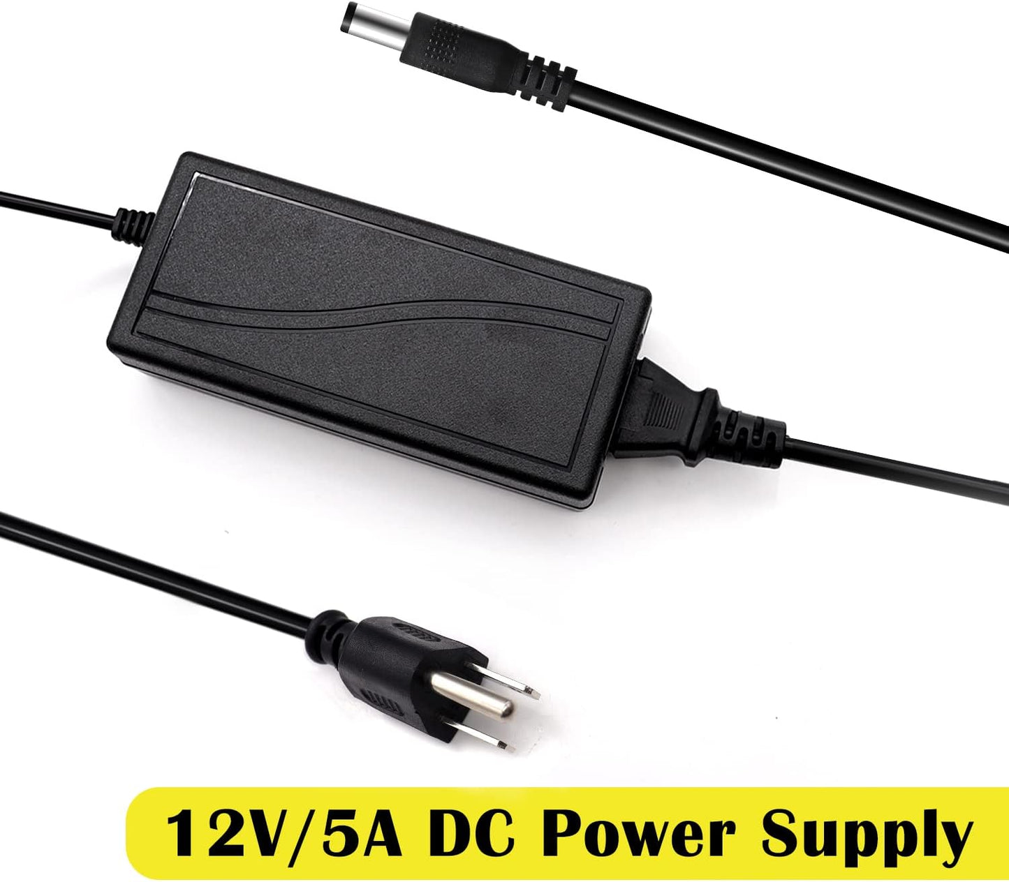 Tnuocke 3-Prong Adapter,12V 5A 100V-240V 8-Way Security Camera Power Camera Power Adapter Power Splitter Cable