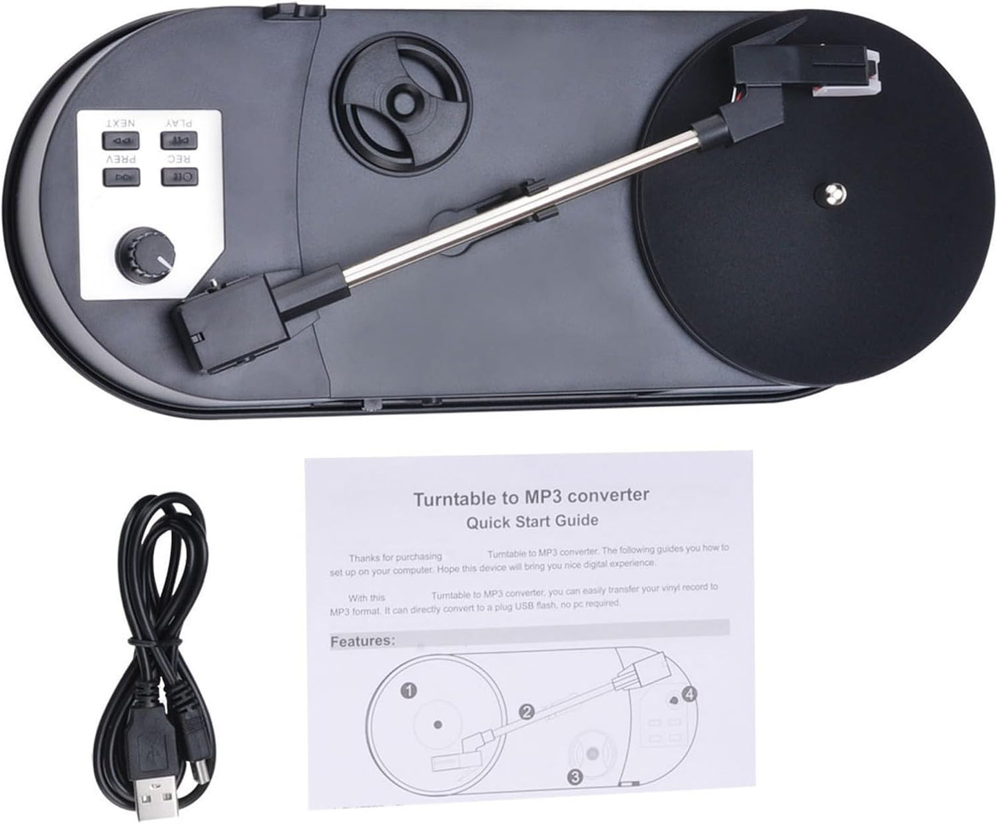YWLUUOO MP3 Record Player to Converter Turntable with Speed Option and USB Port Lightweighted Music Player