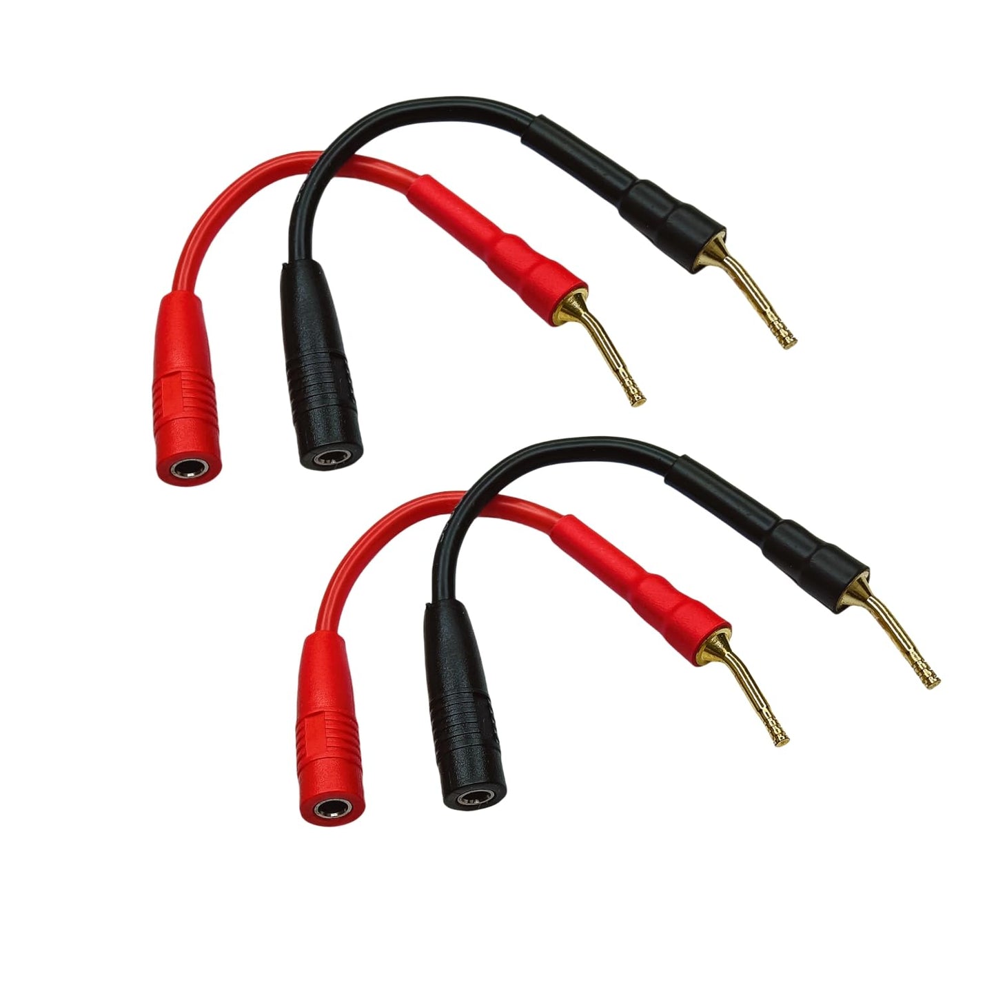 Sam&Johnny 4-Pack 2mm 4mm Banana Plug Adapter - Gold Plated Speaker Wire Connectors to for Amplifier Home Theater Audio