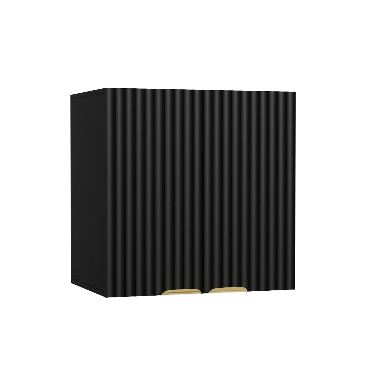 ChooChoo Bathroom Wall Cabinet, Kitchen Storage Cupboard Cabinet with 2 Doors, Fluted Laundry Room Cabinet for Bathroom, Kitchen, Garage, Black