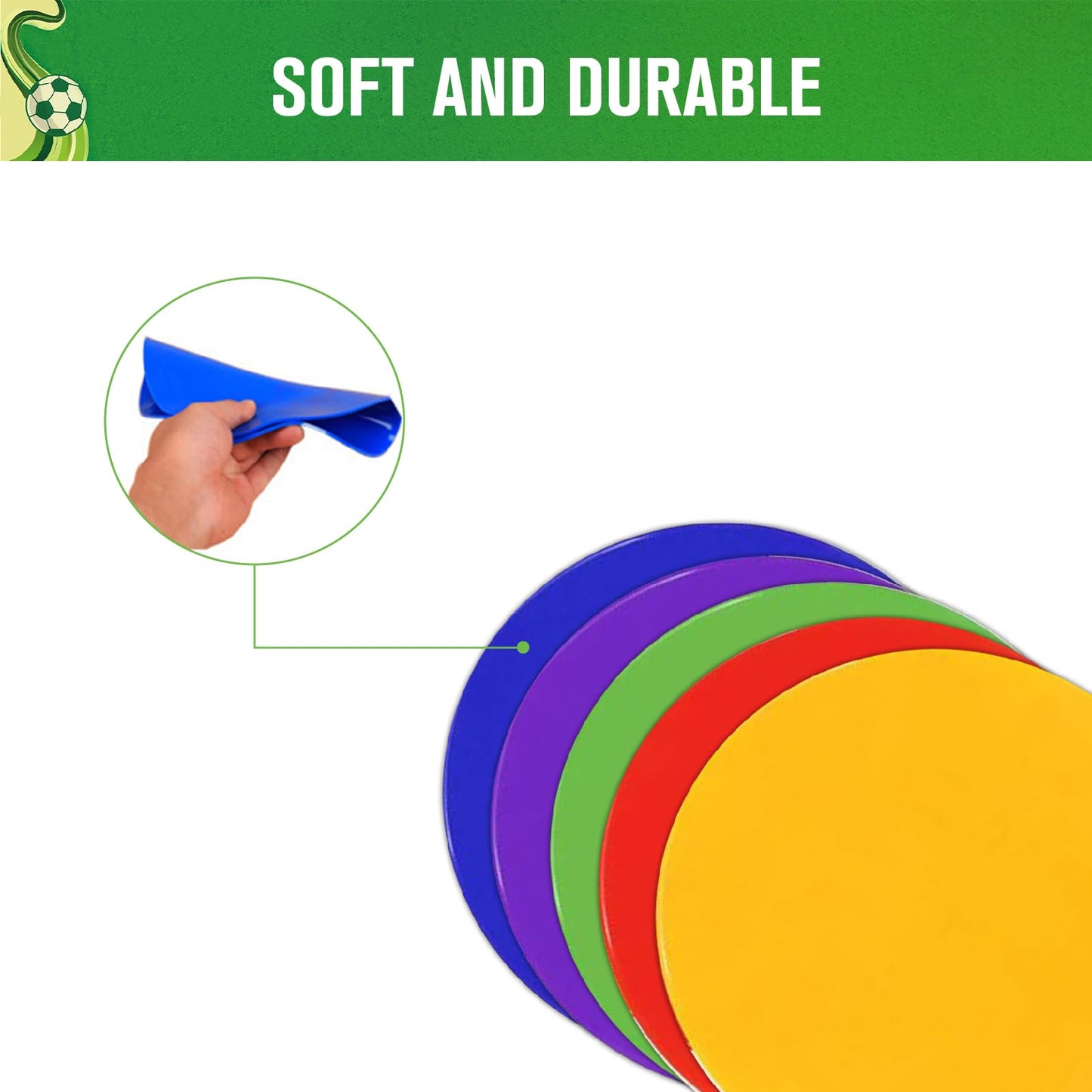 FENGHUTING 9 Inch Non Slip Rubber Agility Markers,Flat Field Cones Floor Dots for Soccer Basketball Sports Speed Agility Training and Drills(5Pcs,with Net Bag)