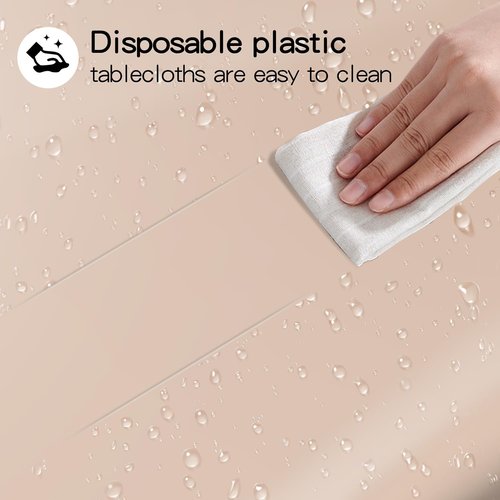 Beige 8-Pack Plastic Tablecloths - Rectangle 54"x108" Disposable Covers for Parties & Events