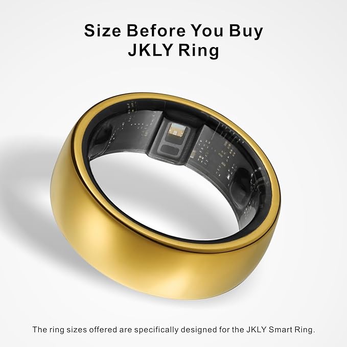 Smart Ring, Activity Trackers, Sleep Ring, Fitness Tracking, Stress Tracker, Heart Rate, Meditation, Temperature, Respiratory, No App Subscription, Women, Men, iOS, Android (Golden, 12)